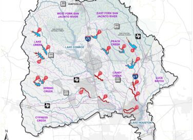 drainage map of San Jacinto region including counties, watersheds, lakes, and streams